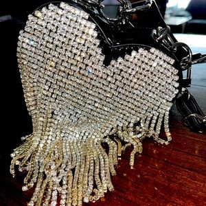Poster Girl rhinestone heart shaped purse